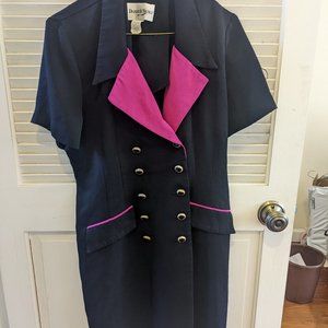 Women's Dress, by Danny & Nicole, Size 12petite, Black w pink trim, short sleeve